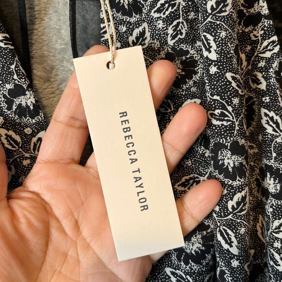 Rebecca Taylor Floral Print Black and White Silk Sleeveless Jumpsuit Size 12 New - Picture 4 of 11